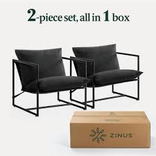 Amazon.com: ZINUS Aidan Sling Accent Chair, Pack of 2, Metal Framed  Armchair with Shredded Foam Cushioning, Black : Home & Kitchen