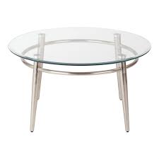 Buy glass coffee tables and get the best deals at the lowest prices on ebay! Brooklyn Tempered Clear Glass Round Top Coffee Table In Nickel Brush Finish Mg1230r Nb