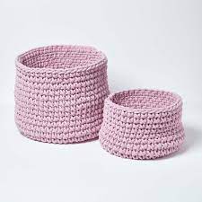 If you are searching for stylish storage solutions to keep your home clutter free, then this fabulous selection of boxes, baskets and tubs could be the perfect choice for you. Pastel Pink Cotton Knitted Round Storage Basket