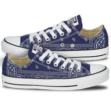Black And Blue Converse Shoes Blue Bandana Converse Shoes Chuck Taylor Shoes Black Chucks Sneakers
