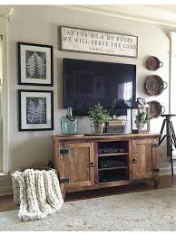 I Like This Setup Tv Stand With Blanket Basket Next To It Homedecorlivingroo Farm House Living Room Farmhouse Decor Living Room Rustic Farmhouse Living Room
