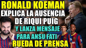Koeman Riqui Puig No Va Convocado Por Decision Tecnica Y Lanza Mensaje A Ansu Rueda De Prensa Youtube Riqui puig (born 13 august 1999) is a spanish footballer who plays as a centre midfield for spanish club fc barcelona. koeman riqui puig no va convocado por decision tecnica y lanza mensaje a ansu rueda de prensa