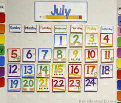 home preschool calendar board from abcs to acts