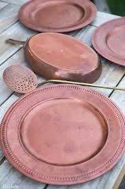 Copper charger plates / copper diningware / copper plates / copper dining table / 4 charger plates / copper table decor / charger plate. Diy Vintage Copper Charger Plates Ella Claire Co
