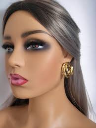 1 Pair of 1.35" CLIP ON Hoop Earrings, Chunky Plain Shiny 3 Row Round Tube  C Shape Hoop Earrings for Non Pierced Ears -statement Hoops #nh9