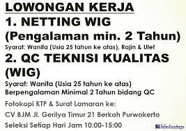 Bagi yg berminat bisa hubungi di no wa. Info Lowongan Kerja Netting Wig Terbaru 2021