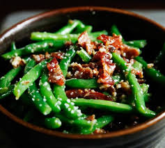 Green Beans With Bacon And Candied Pecans Recipe Food Recipes Green Beans With Bacon