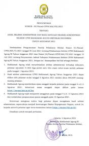 Tentang pengumuman kelulusan akhir calon pegawai negeri sipil (cpns) di lingkungan mahkamah agung ri tahun anggaran 2018. Rekrutmen Cpns Mahkamah Agung Ri Cpns Ma Ri Twitter