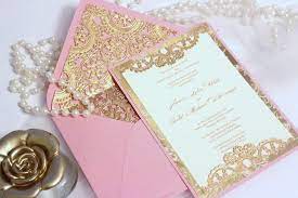 Elegant Gold Wedding Invitations With Luxury Pink Design Wedding Invitations Vintage Wedding Invitations Gold Wedding Invitations