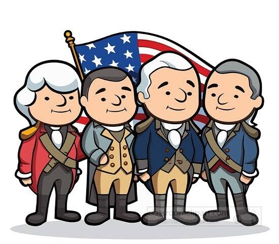 Patriotic Clipart-cartoon style history of the united states with founding fathers