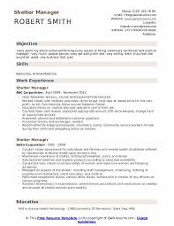 Shelter Manager Resume Samples Qwikresume