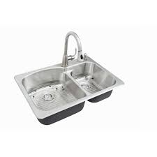 hole double bowl kitchen sink kit