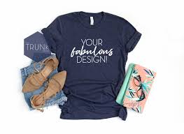 Bella Canvas 3001 Heather Navy Shirt Mock Up Womens Shirt Etsy Womens Shirts Navy Shirt Shirt Mockup