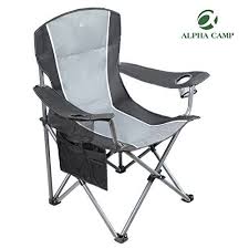 Alpha Camp Heavy Duty Folding Arm Chair Oversized Camping Chair Portable Padded Chair Lumbar Back Support 350 Lbs Black Grey All4hiking Com Outdoor Folding Chairs Camping Chairs Folding Camping Chairs