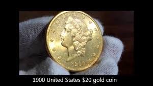 Usa coin book estimated value of 1900 coronet head gold $5 half eagle is worth $664 in average condition and can be worth $790 to $1,048 or more in uncirculated (ms+) mint condition. 1900 United States Gold Twenty Dollar Coin The Double Eagle Youtube