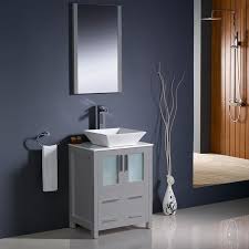 24 inch bathroom vanity set with sink pvc board cabinet vanity combo with counter top glass vessel sink vanity mirror and 1.5 gpm faucet. Fvn6224gr Vsl Torino 24 Inch Gray Modern Bathroom Vanity W Vessel Sink Fvn6224gr Vsl Fst6260gr Torino 24 Inch Gray
