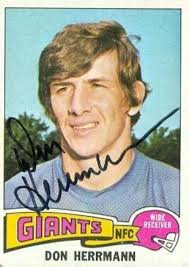 Don Herrmann autographed Football Card (New York Giants) 1975 Topps #308