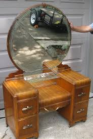 Vintage Dressing Table With Round Glass Mirror By Styleworkz 150 00 Vintage Dressing Tables Antique Vanity Mirrors Art Deco Bedroom Furniture The antique mirrors are made from reflecting, wood, glass, bamboo, oak, metal, maple and steel.