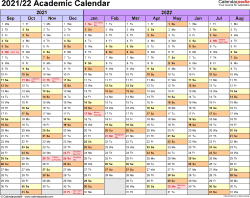 Academic Calendars 2021 2022 Free Printable Excel Templates