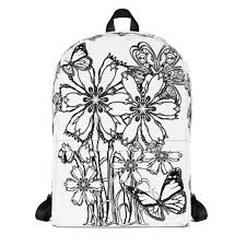 Coloring Backpack This Unique Coloring Theme Backpack Made Etsy Colorful Backpacks Coloring Books Art Bag