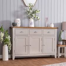 The Furniture Outlet Chester Grey Painted Oak 3 Door Large Sideboard Amazon Co Uk Kitchen Hom In 2020 Oak Furniture Living Room Large Sideboard Sideboard Furniture