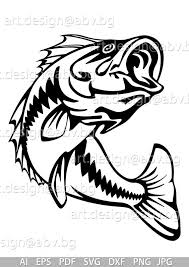 Vector Fish Largemouth Bass Ai Eps Pdf Png Svg Dxf Jpg Image Graphic Digital Download Artwork Graphical Discount Coupons In 2020 Fishing Svg Fish Drawings Fish Silhouette