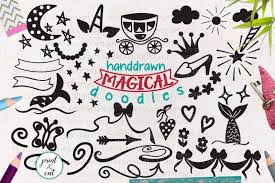 Download Magical Unicorn Mermaid Princess Doodles Bundle Svg Cutting Elements Design Free Graduation Svg File
