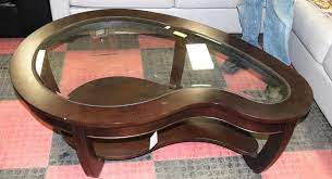 Design and model by ron fritz, creeksidewoodshop.com. Kidney Bean Shaped Glass Top Coffee Table