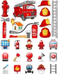 Fire truck cartoon illustration and cute puppy firefighter. Fire Station Cartoon Fire Fighting Helmet Fire Truck Siren Axe Fire Station Loudspeaker Firefighter Fire Trucks Clip Art