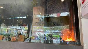 Many shoppers were evacuated from chinatown point after a fire broke out at luxury handbag retail shop on 12 march 2021 at around morning time.scdf & police. C37mpz1nul5pmm