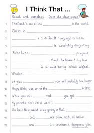 Read And Complete I Think That English Esl Worksheets In 2020 Learn English Social Studies Worksheets English Creative Writing