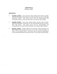 ADDENDUM JUNE 11, 2007