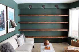 Diy Solid Wood Wall To Wall Shelves Floating Shelves Living Room Bookshelves Diy Home