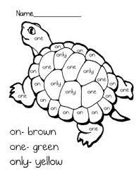This Is A Simple Color By Sight Word Picture That Includes The Words On One And Only Turtle Activities Turtle Book Turtle Drawing