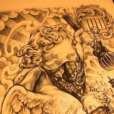 This picture is rated 11 by bing.com for keyword gangsta tattoo drawings, you will find it result at bing.com. Chicano Art Drawing 07 Gangstar Angel 2 Chicano Chicanoart Chicanolettering Chicanotatt Chicano Style Tattoo Chicano Art Tattoos Chicano Drawings
