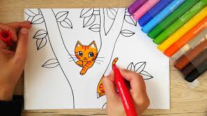Every cat paw is just as unique as a human fingerprint. How To Draw A Cat In A Tree Easy Drawing For Kids Coloring With Markers Youtube