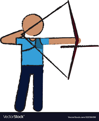 Drawing Archery Player Aiming Bow Game Royalty Free Vector