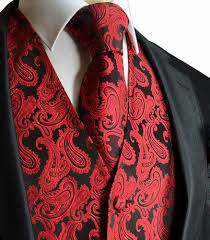Black And Gold Paisley Vest Black Red New Men S Paisley Tuxedo Dress Vest Waistcoat Neck Tie Wedding 20k Wedding Vest Tuxedo For Men Wedding Suits Men