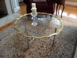 Brass and glass oval coffee table vintage labarge mid century hollywood regency. Vintage La Barge Brass Coffee Table With Glass Top Ebay