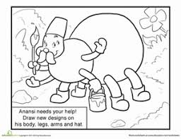 Color graphics (i copy these on magnet paper to use for retelling.) black and white graphics coloring page color and b/w retelling pages for various ability levels. Anansi The Spider Coloring Pages
