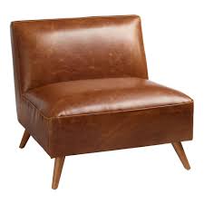 Mid Century Armless Huxley Chair Brown Leather Cognac By World Market Living Room Chairs Chair Furniture Chair