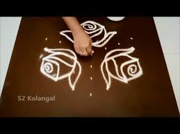 Simple Rose Kolam With 7 To 4 Interlaced Dots Rangoli With Dots Free Hand Rangoli Design Rangoli Designs