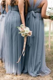 These Soft Grey Blue Bridesmaid Dresses Were Featured In French Countryside Elegance For A R Grey Blue Bridesmaid Dresses French Blue Wedding Blue Bridesmaids