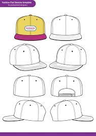 Download Snapback Cap Set Fashion Flat Technical Drawing Vector Template Vector Art Illustration Cap Drawing Fashion Design Template Technical Drawing