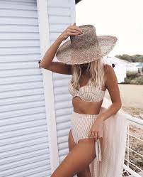 Love This Bikini Set And The Hat Is So Chic High Waisted Bikinis Forever And Hide A Multitude Of Sins Fashion Swimwear Summer Fashion