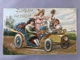 C 1910 Automobile Car Flower Children Cupid Birthday Embossed Antique Postcard Ebay In 2021 Antique Postcard Birthday Postcards Postcard
