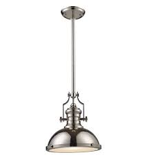Elk Lighting Chadwick 1 Light Pendant In Polished Nickel 66114 1 Elk Lighting Pendant Lighting Ceiling Pendant Lights