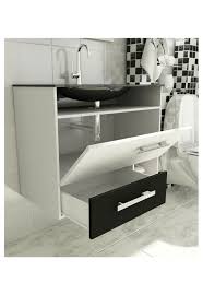 Gabinete Para Banheiro 60 Cm Com 2 Pecas Linea 17 Branco E Preto Tomdo Gabinete De Banheiro Pequeno Gabinete Banheiro Banheiro Pequeno