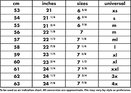 Information Size Chart Hats