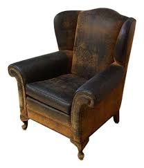 Vintage Faux Leather Wing Back Chair Leather Club Chairs Faux Leather Chair Leather Chair